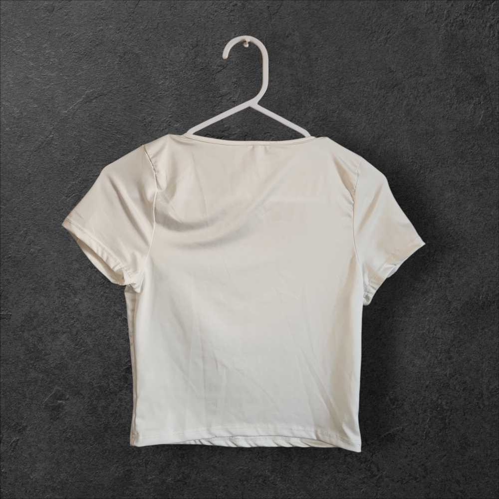 Live In The Moment Womwns Cream Crop Top Size Small - Picture 2 of 4